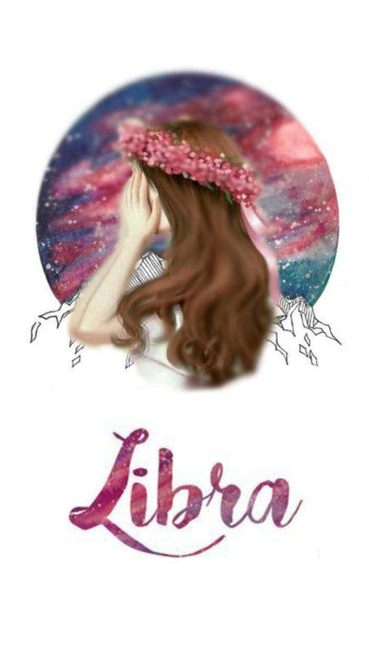Cute Libra, pink floral crown, cosmic galaxy backdrop, HD Phone Wallpaper