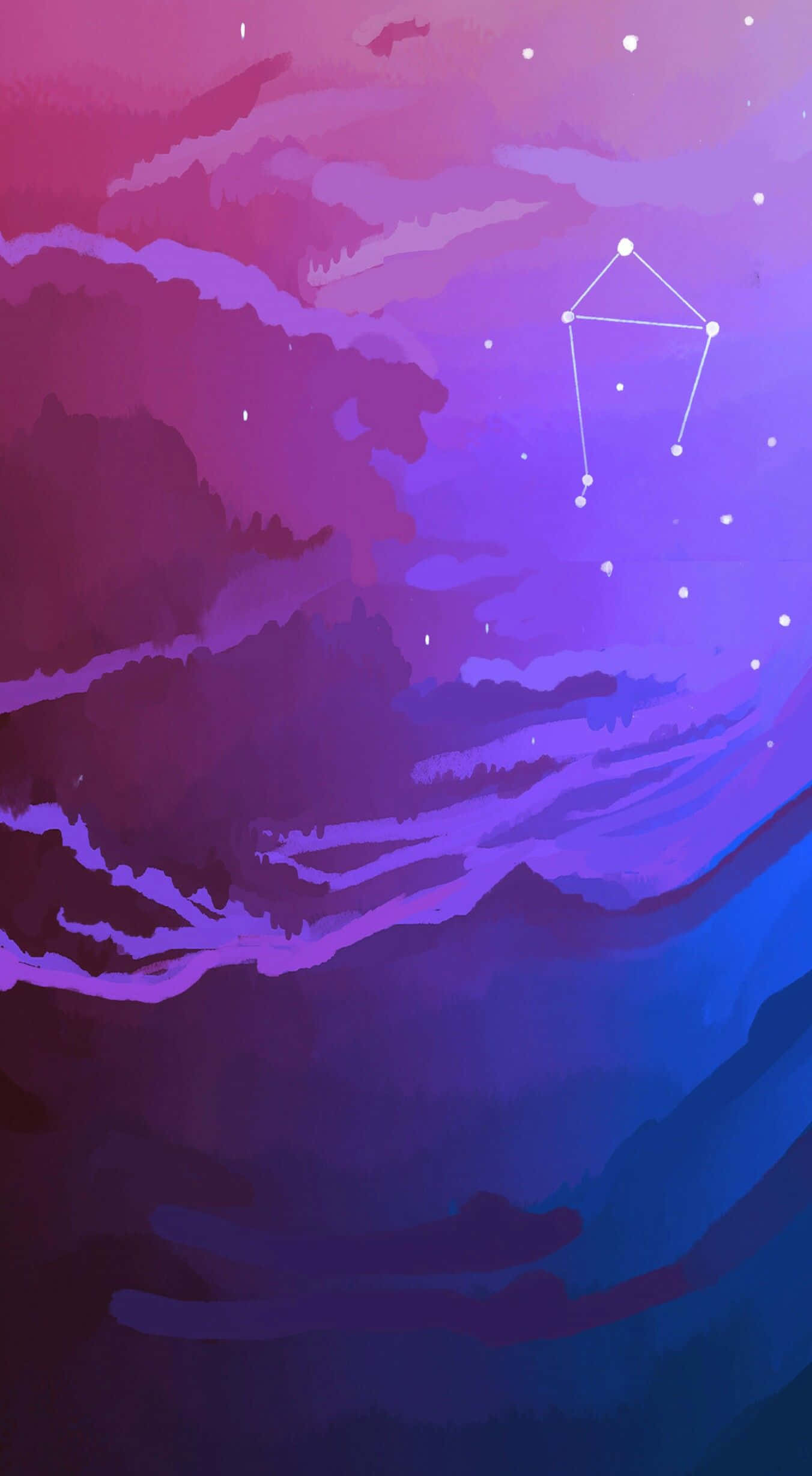 Cute Libra, purple aesthetic, mountain range, Full HD Phone Wallpaper