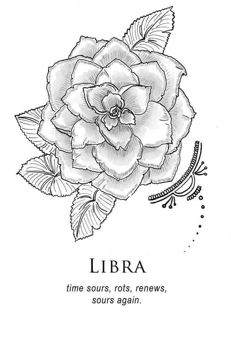 Cute Libra, LIBRA, black and white line drawing, SD Phone Wallpaper