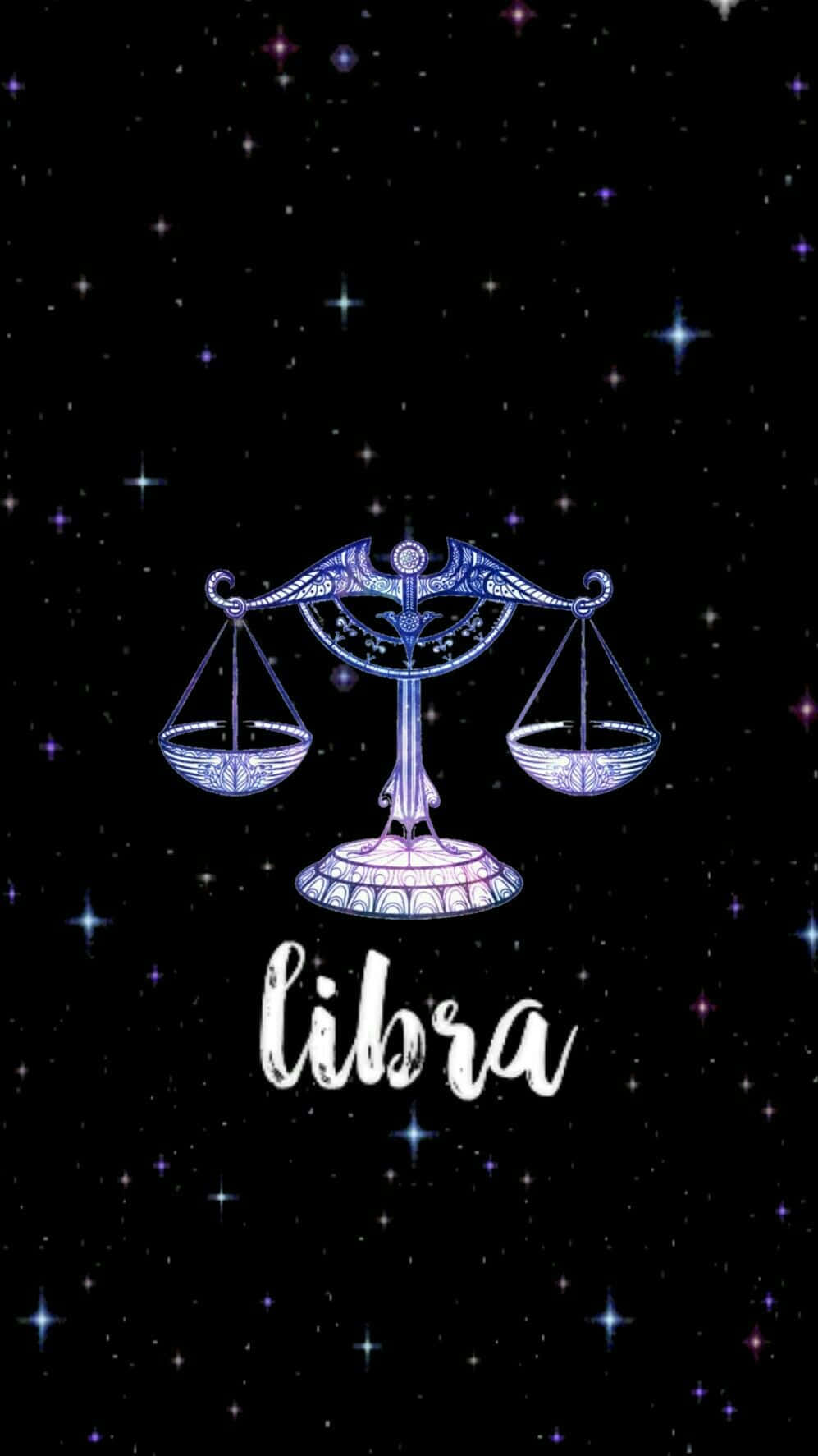 Cute Libra, glowing blue Libra zodiac symbol, starry night sky, HD Phone Wallpaper