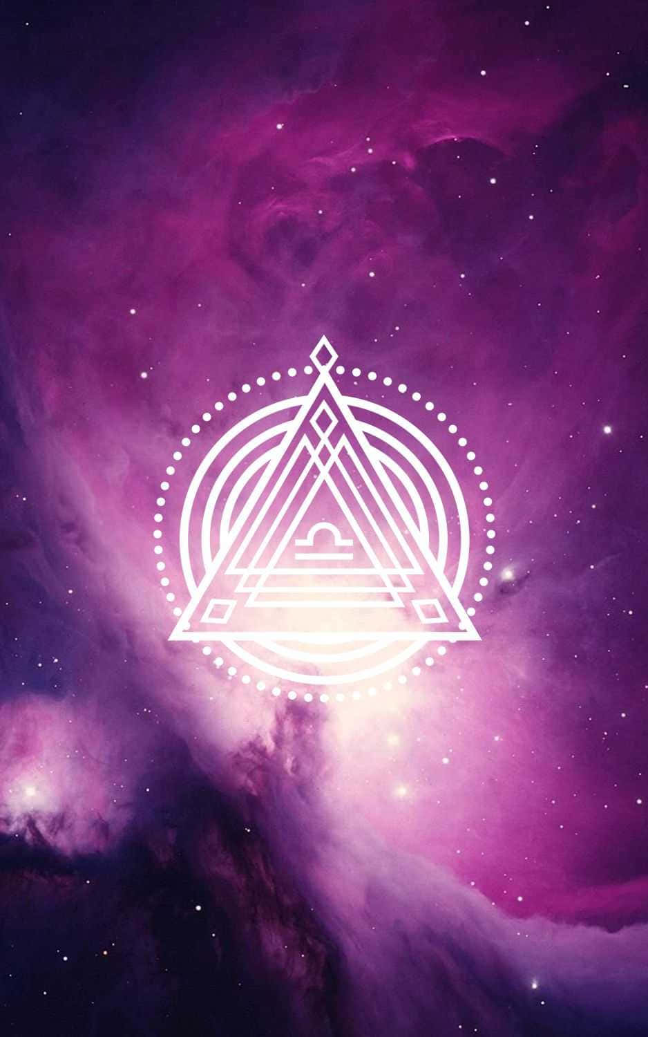 cute libra, glowing white geometric symbol, swirling purple nebula, HD Phone Wallpaper