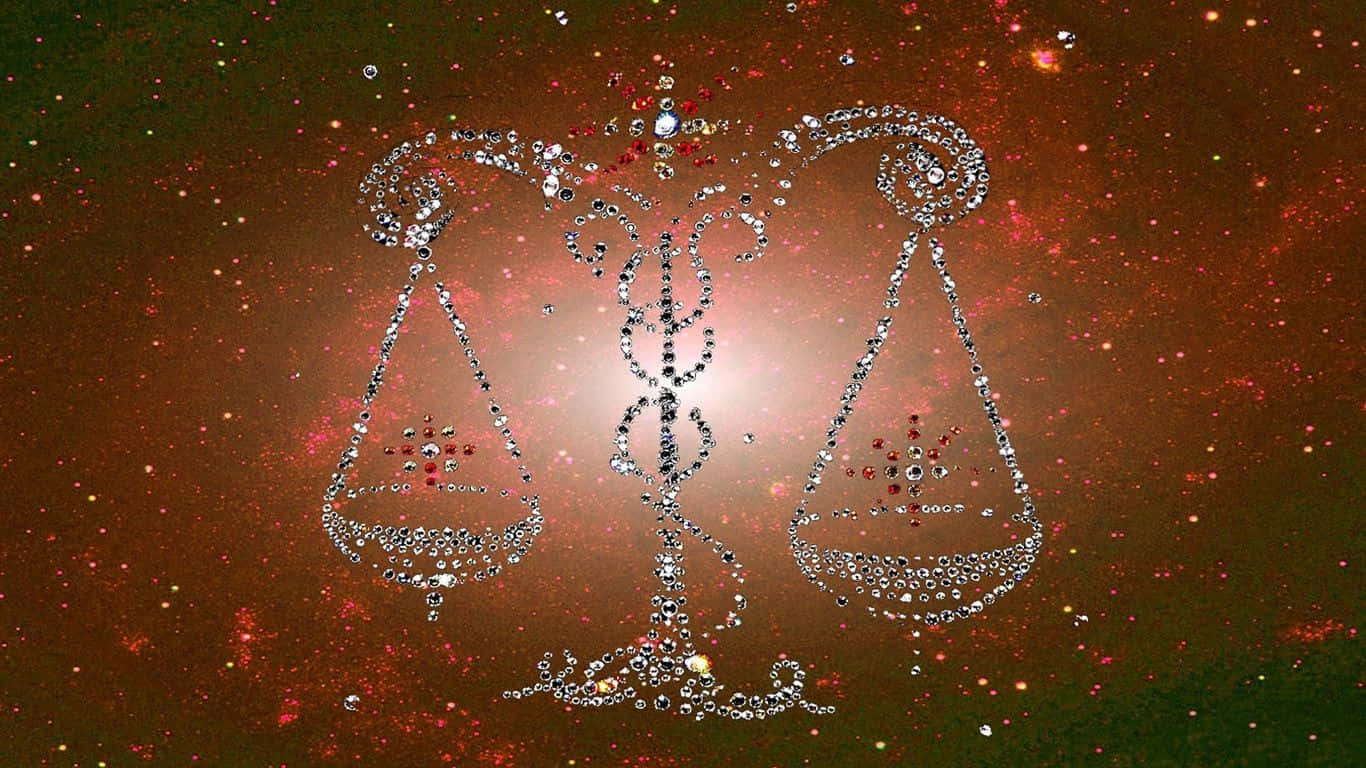 Cute Libra, zodiac Libra symbol, diamond-encrusted, HD Desktop Wallpaper