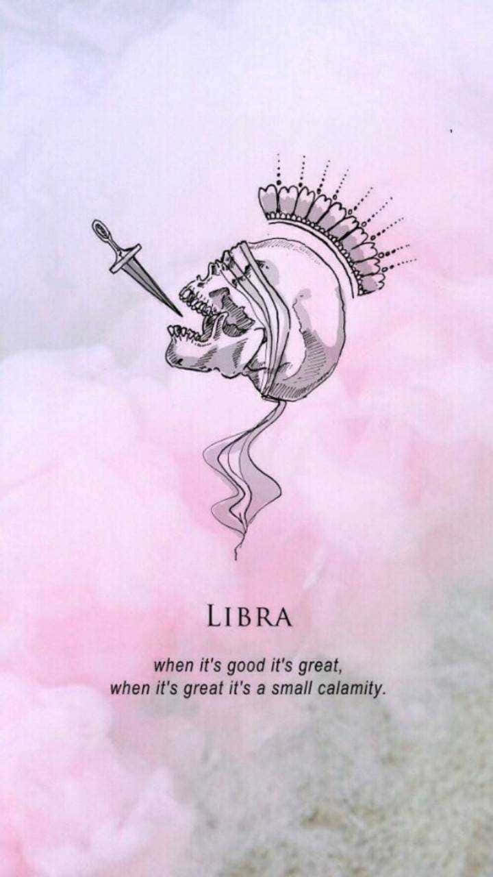 Cute Libra, Libra zodiac text, stylized skull, HD Phone Wallpaper