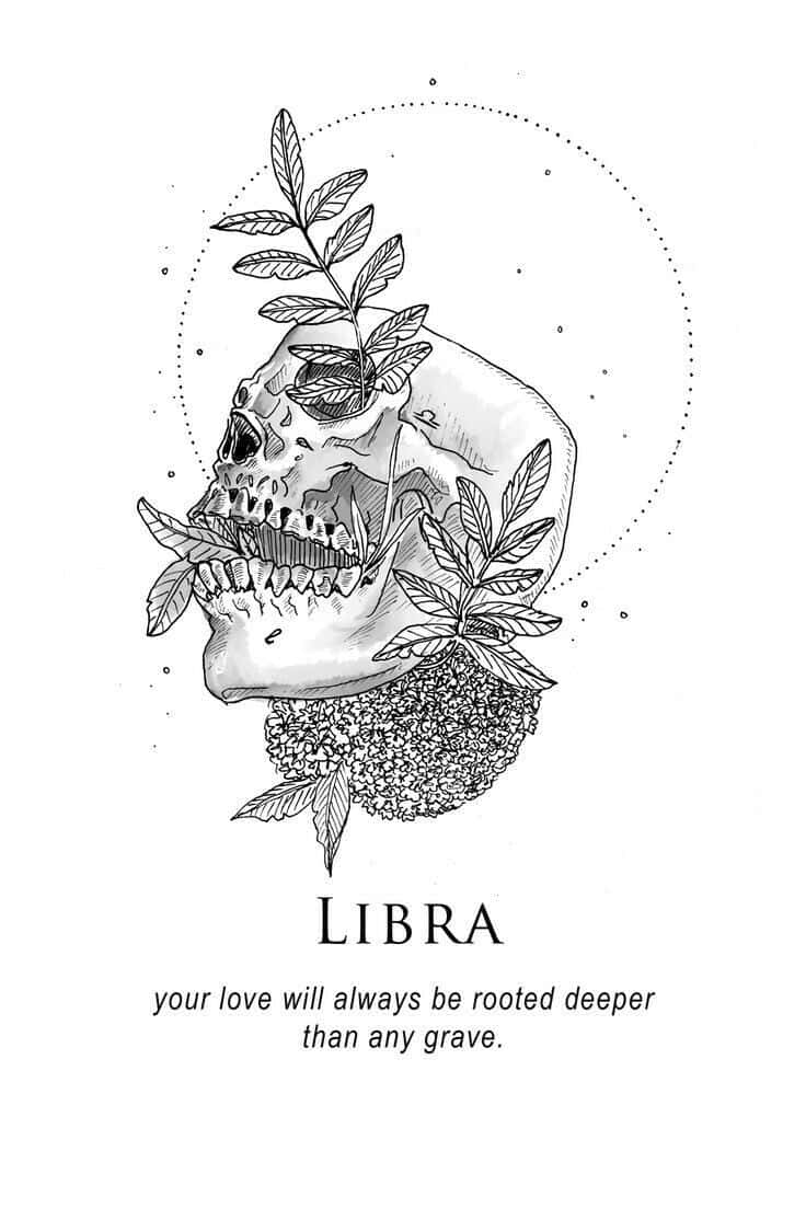 Cute Libra, human skull, leaves, SD Phone Wallpaper