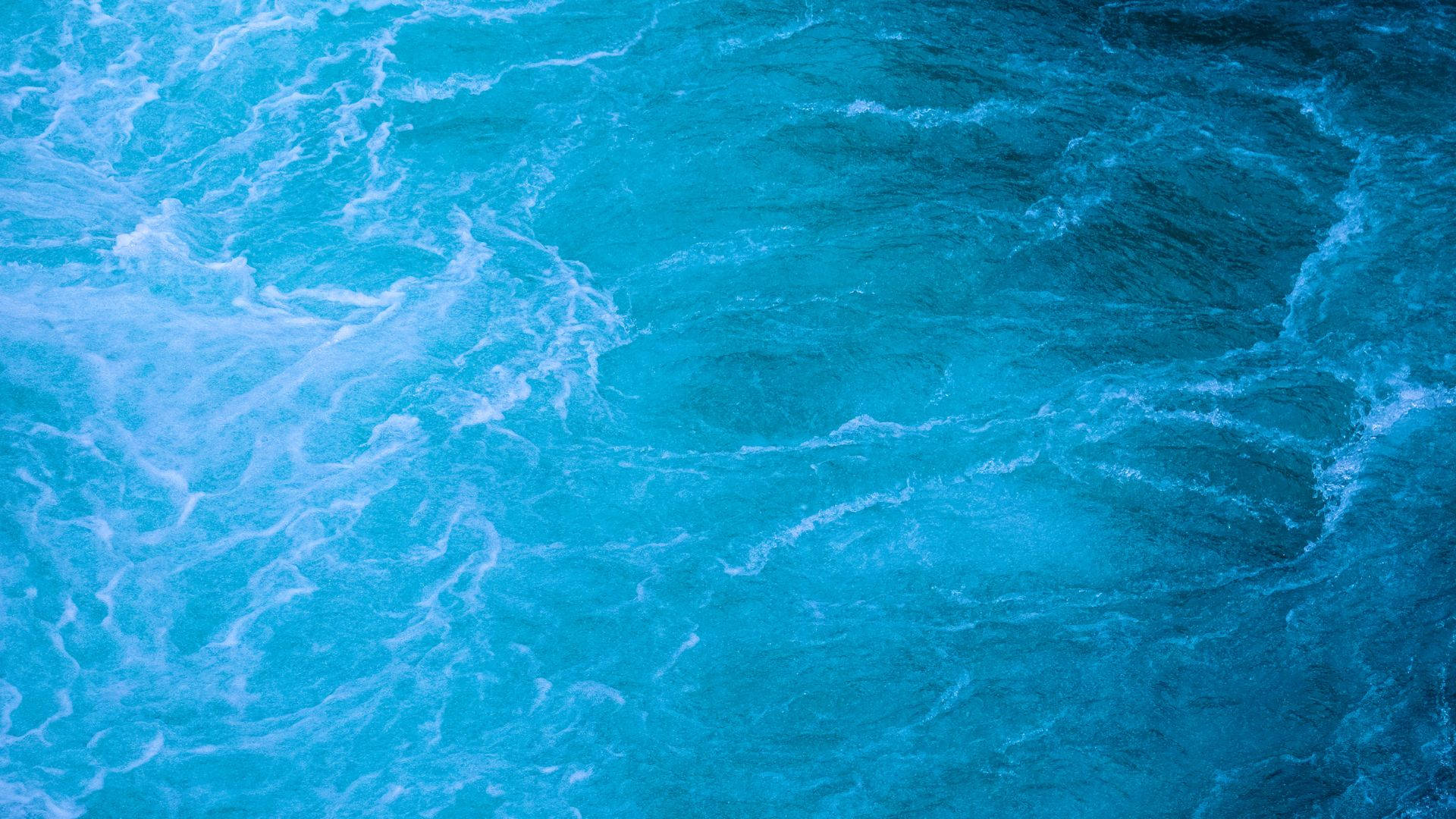 turbulent turquoise ocean waves, white foam, aerial view, Full HD Desktop Wallpaper