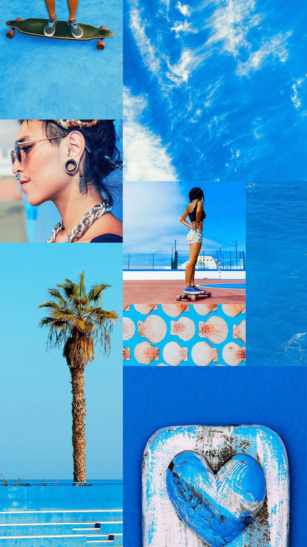 Cute Light Blue, vibrant blue, skateboarders, Full HD Phone Wallpaper