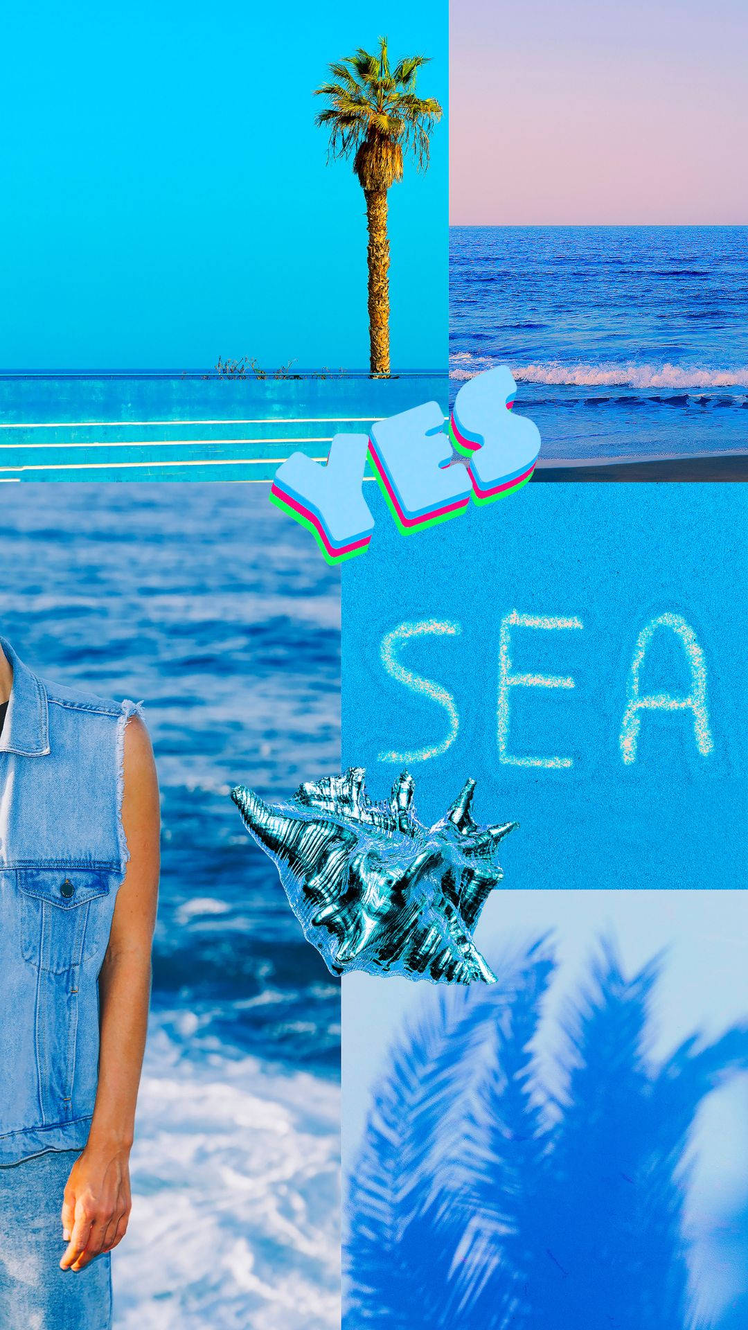 pastel blue, cute stars, ocean scenes, Full HD Phone Wallpaper