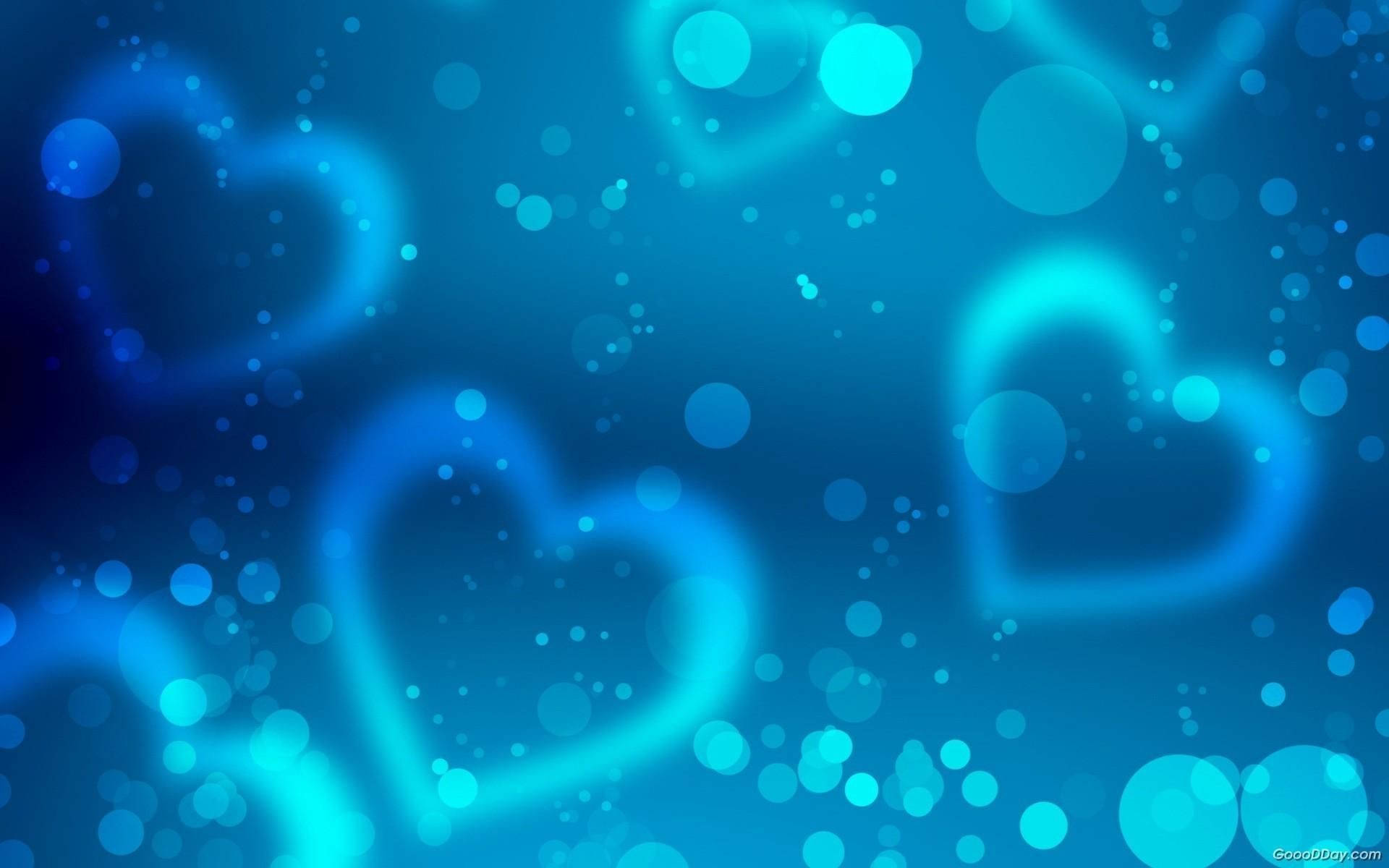 Pretty Blue Luminous Hearts, soft glowing blue hearts, bokeh lights, Full HD Desktop Wallpaper