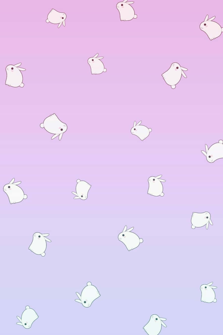 Cute Light Purple Rabbit Collage, white cartoon bunnies, soft pastel gradient sky, HD Phone Wallpaper