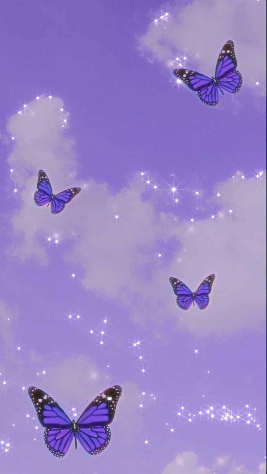 Cute Light Purple, purple butterflies, starry lavender sky, HD Phone Wallpaper