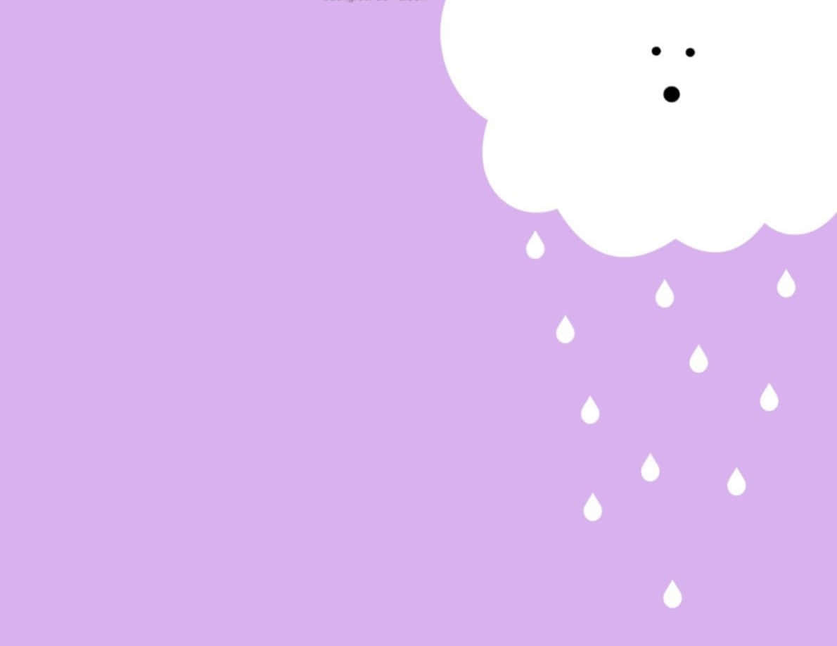 Cute Light Purple, minimalist white cloud, surprised face, SD Desktop Wallpaper