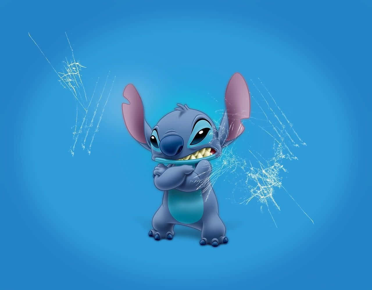 Cute Lilo And Stitch, Stitch, solid blue background, HD Desktop Wallpaper