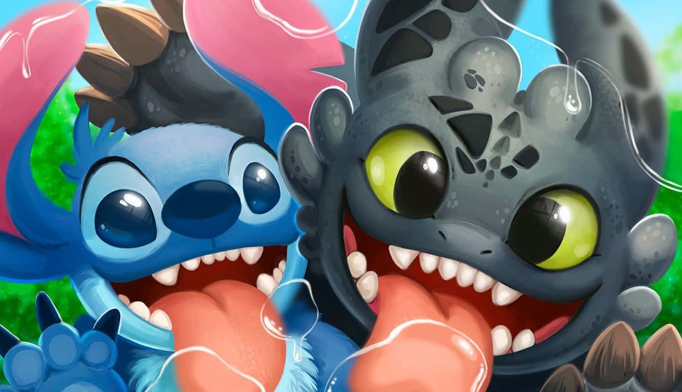 Lilo And Stitch, blue alien, gray dragon, HD Desktop Wallpaper