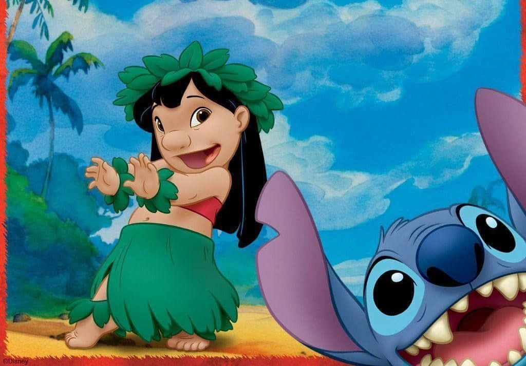 Lilo, Stitch, green hula skirt, SD Desktop Wallpaper