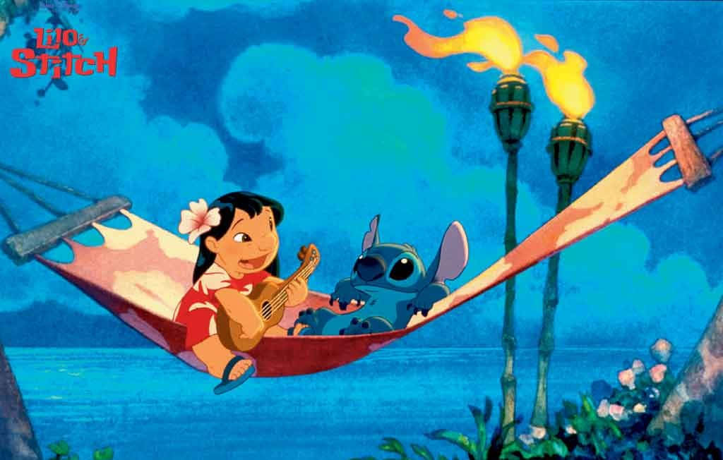 Lilo and Stitch, hammock, tropical beach, SD Desktop Wallpaper