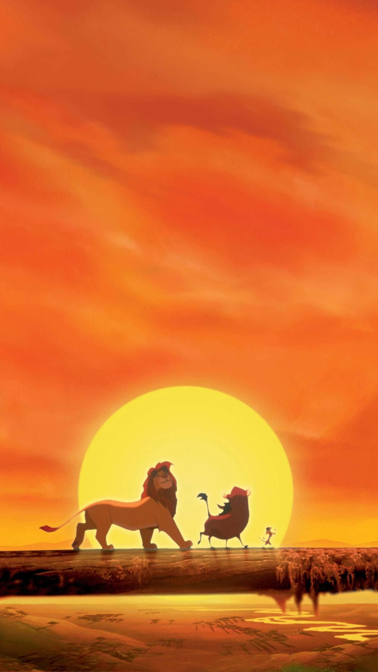 Cute Lion King, lion, glowing sun, Full HD Phone Wallpaper