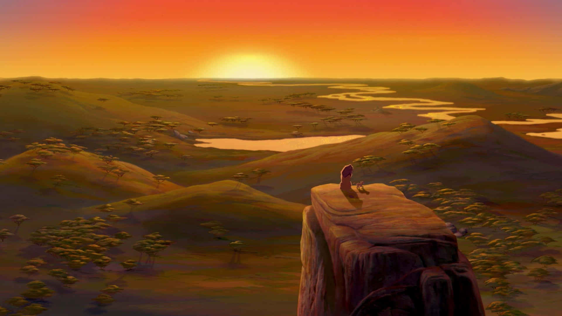 Cute Lion King, sunset, savanna, Full HD Desktop Wallpaper