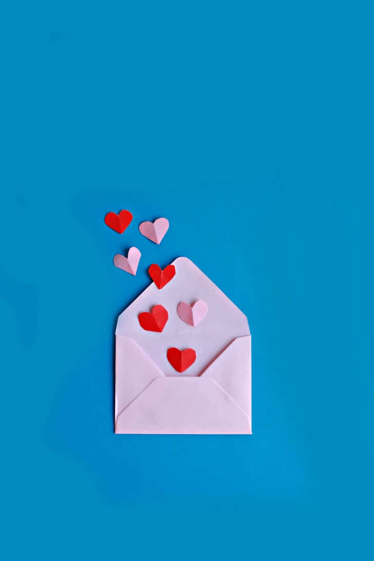 cute lock screen, light pink envelope, vibrant blue background, SD Phone Wallpaper
