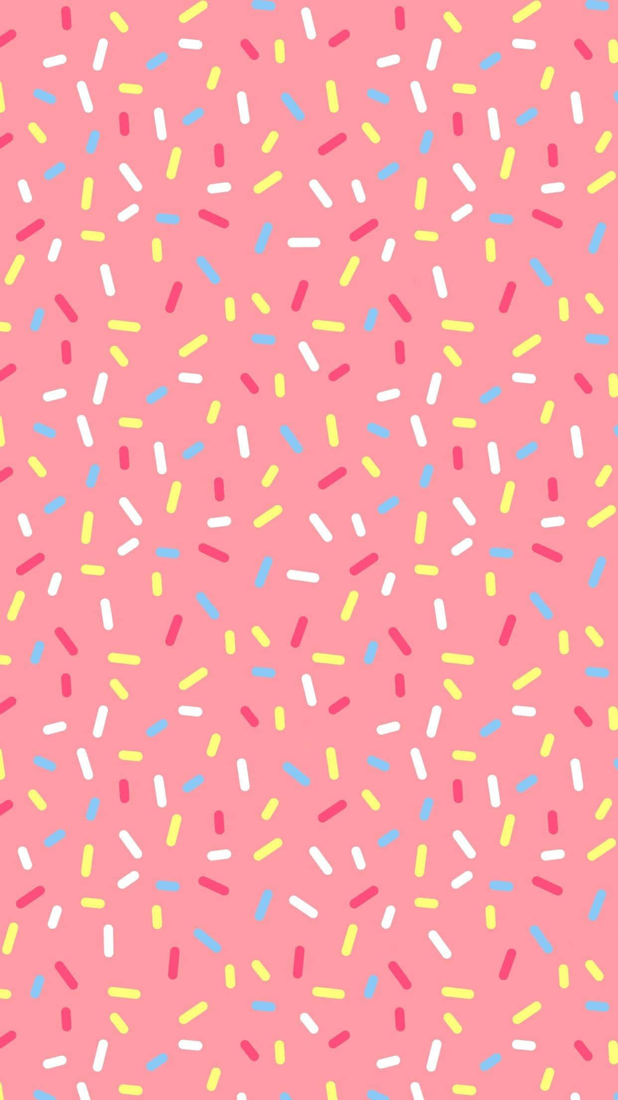 cute lock screen, pink background, colorful candy sprinkles, Full HD Phone Wallpaper