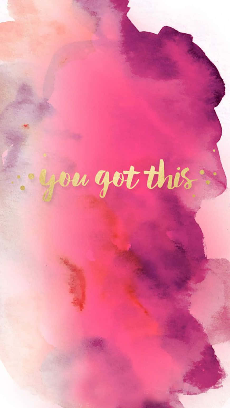 vibrant pink, magenta watercolor splash, golden cursive text, HD Phone Wallpaper