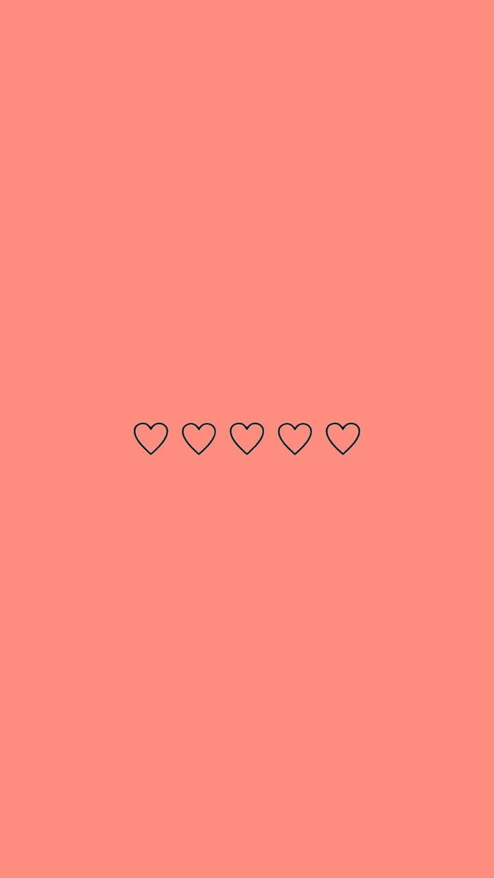 minimalist outlined hearts, solid coral background, cute minimalist love sign, HD Phone Wallpaper