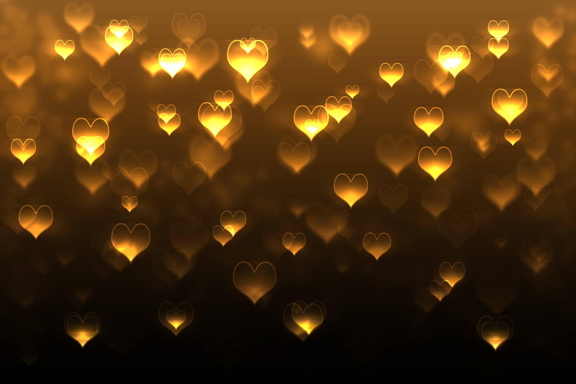 gold glass, love heart, bokeh lights, Full HD Desktop Wallpaper