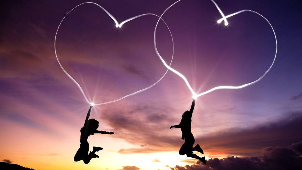 Cute Love, heart lights, twilight sky, SD Desktop Wallpaper