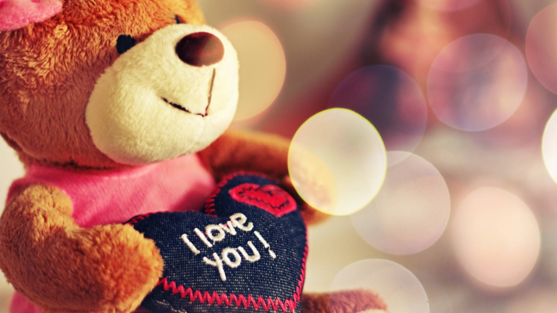 Cute Love Teddy Bear, brown teddy bear, pink shirt, Full HD Desktop Wallpaper