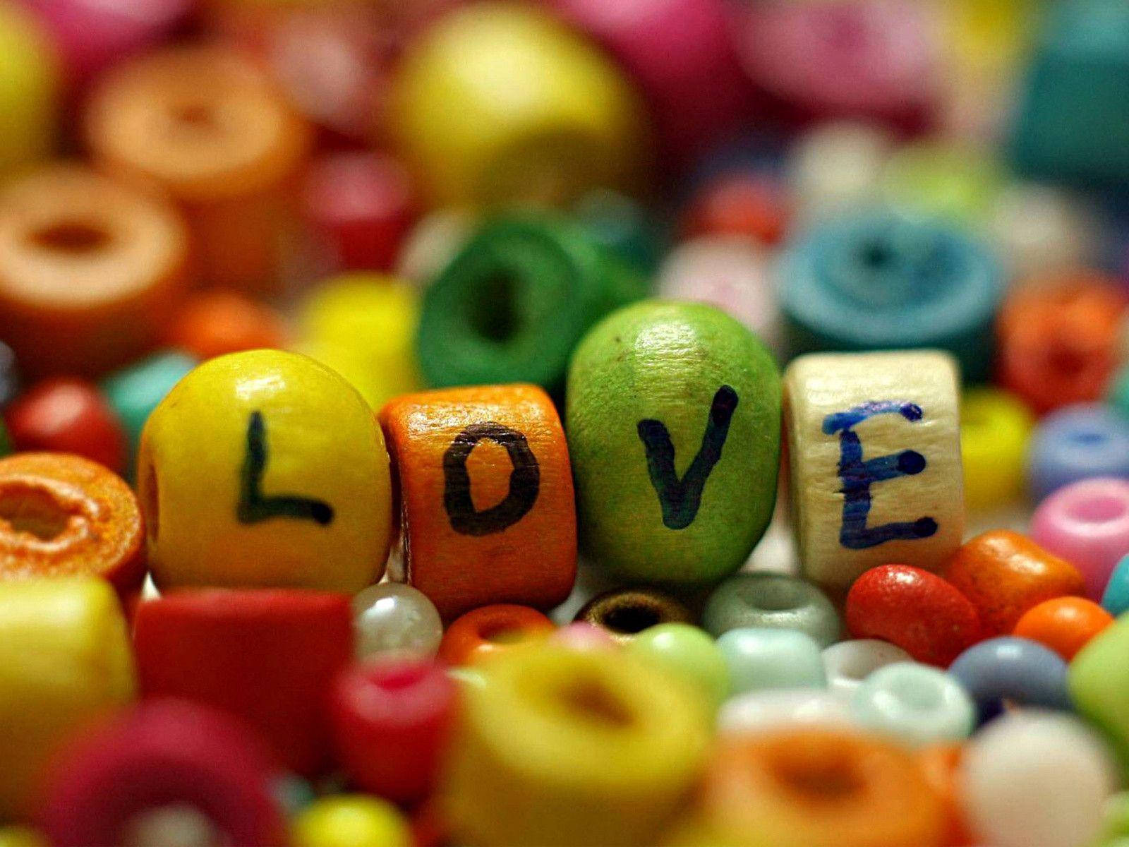 Cute Love, colorful wooden beads, LOVE, HD Desktop Wallpaper
