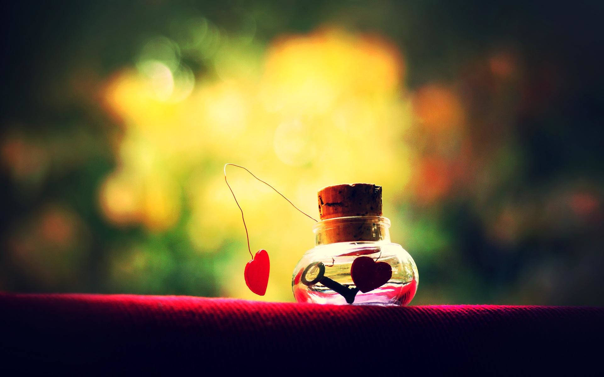 Cute Love, jar of hearts, glass bottle, Full HD Desktop Wallpaper