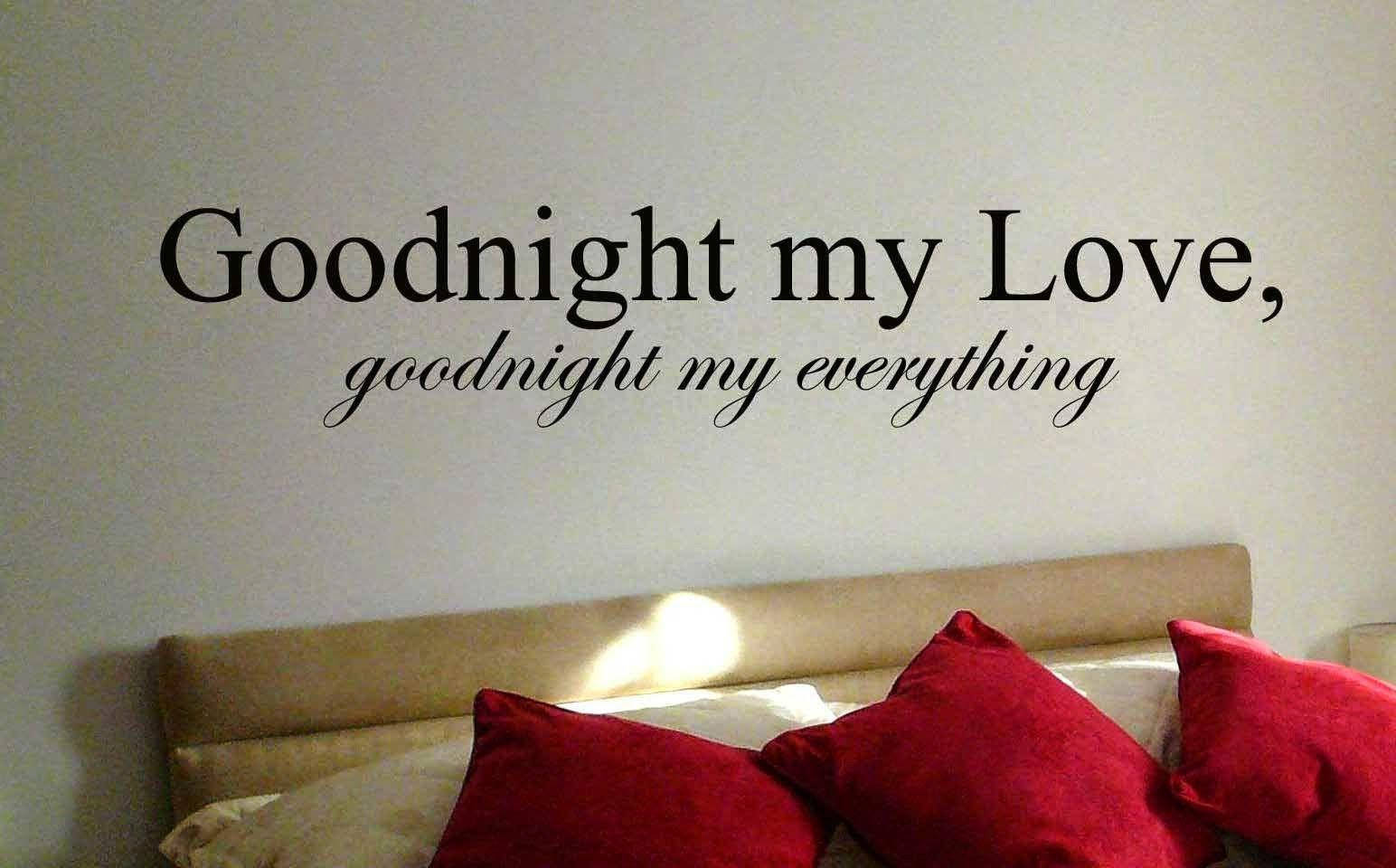 Goodnight my Love, black wall decals, red pillows, HD Desktop Wallpaper