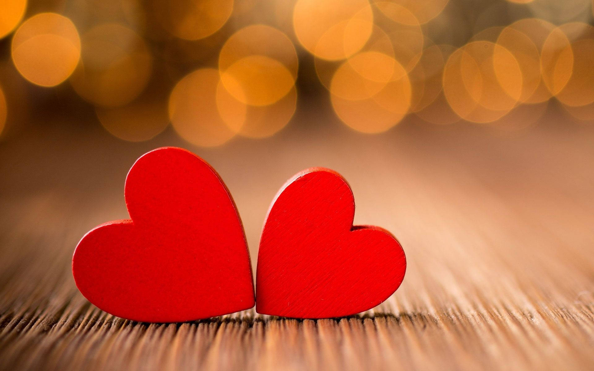 cute love, red hearts, wooden surface, Full HD Desktop Wallpaper