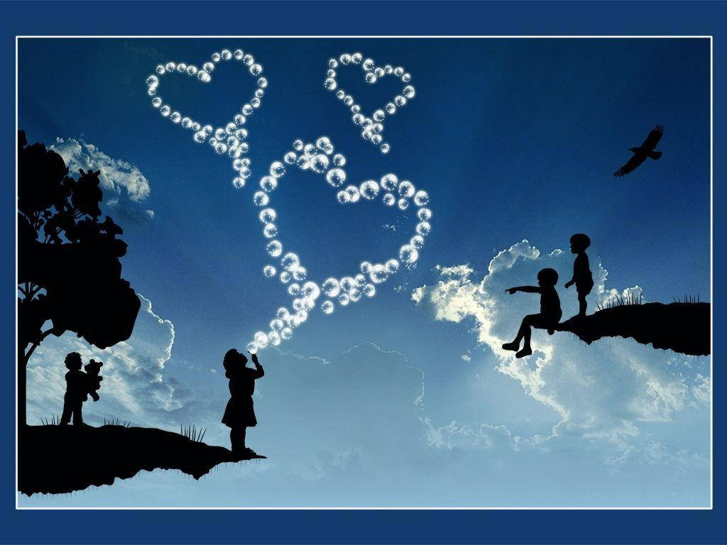Cute Love, children, cliffs, SD Desktop Wallpaper