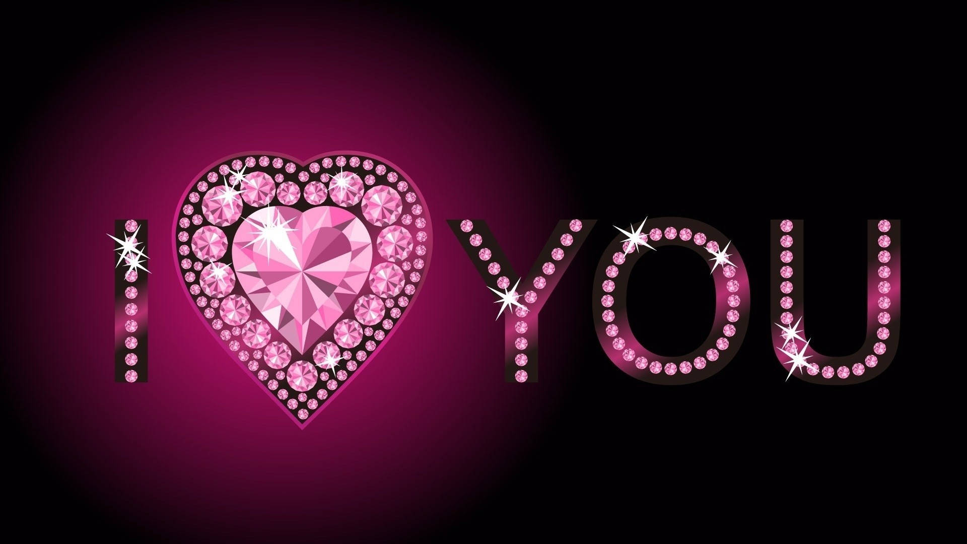 Cute Love, pink diamond, I LOVE YOU, Full HD Desktop Wallpaper
