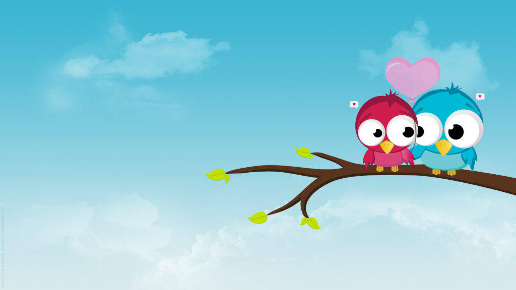 Cute Love Birds, pink bird, blue bird, SD Desktop Wallpaper