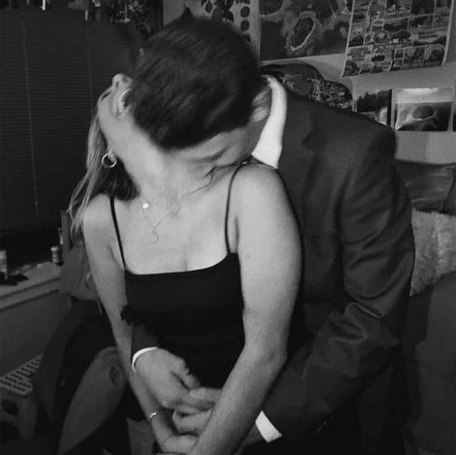 cute boyfriend, black and white, intimate moment, SD Desktop Wallpaper