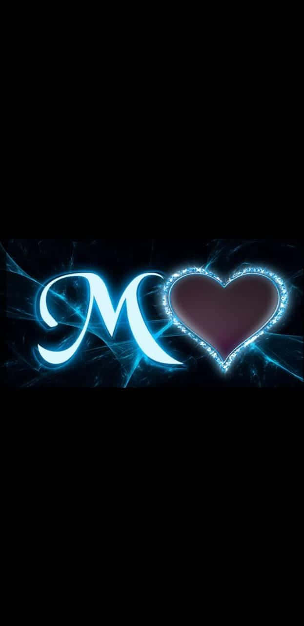 blue heart, letter M, glowing blue, HD Phone Wallpaper