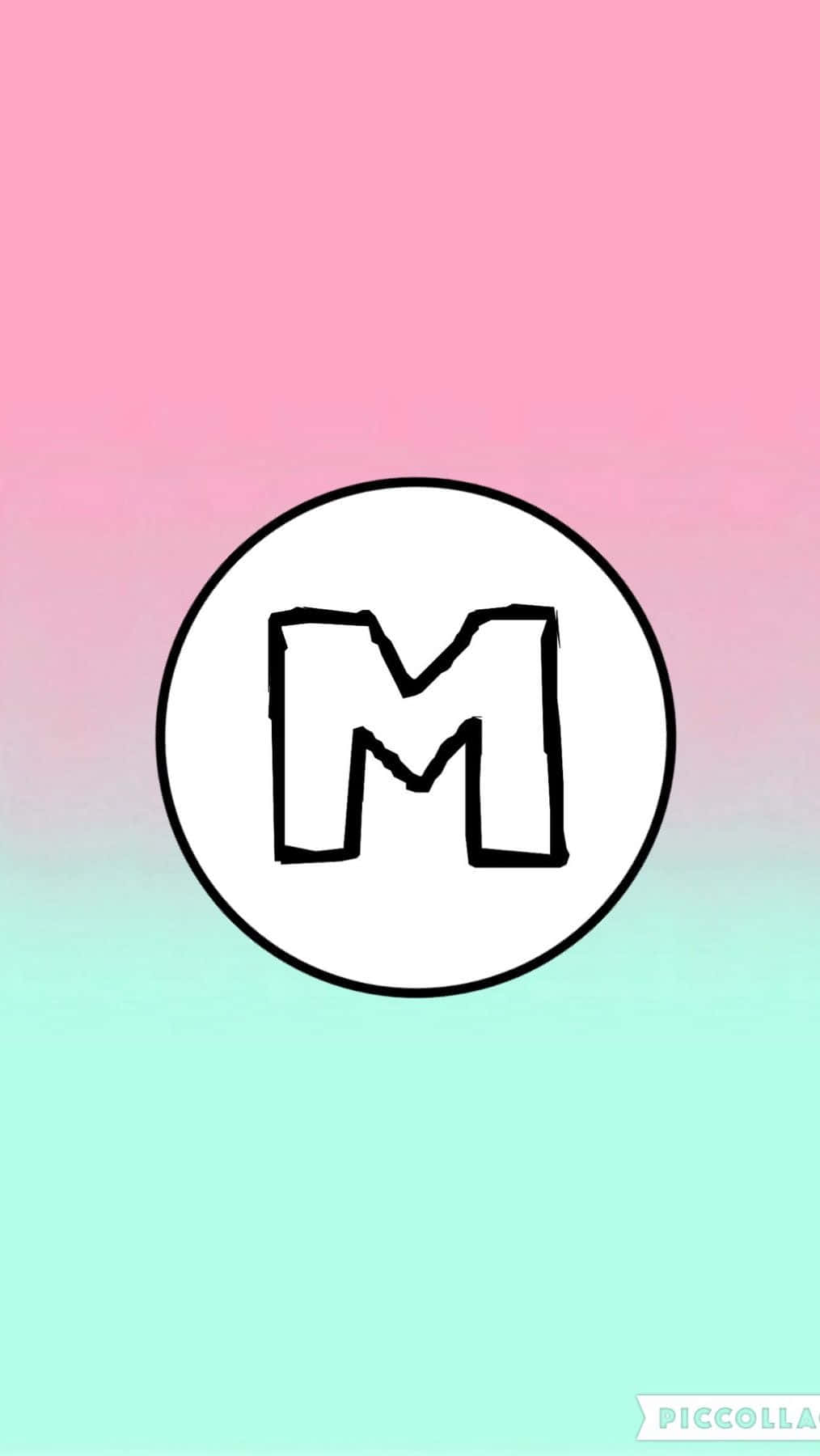 Cute M, black outlined letter M, white circle, HD Phone Wallpaper