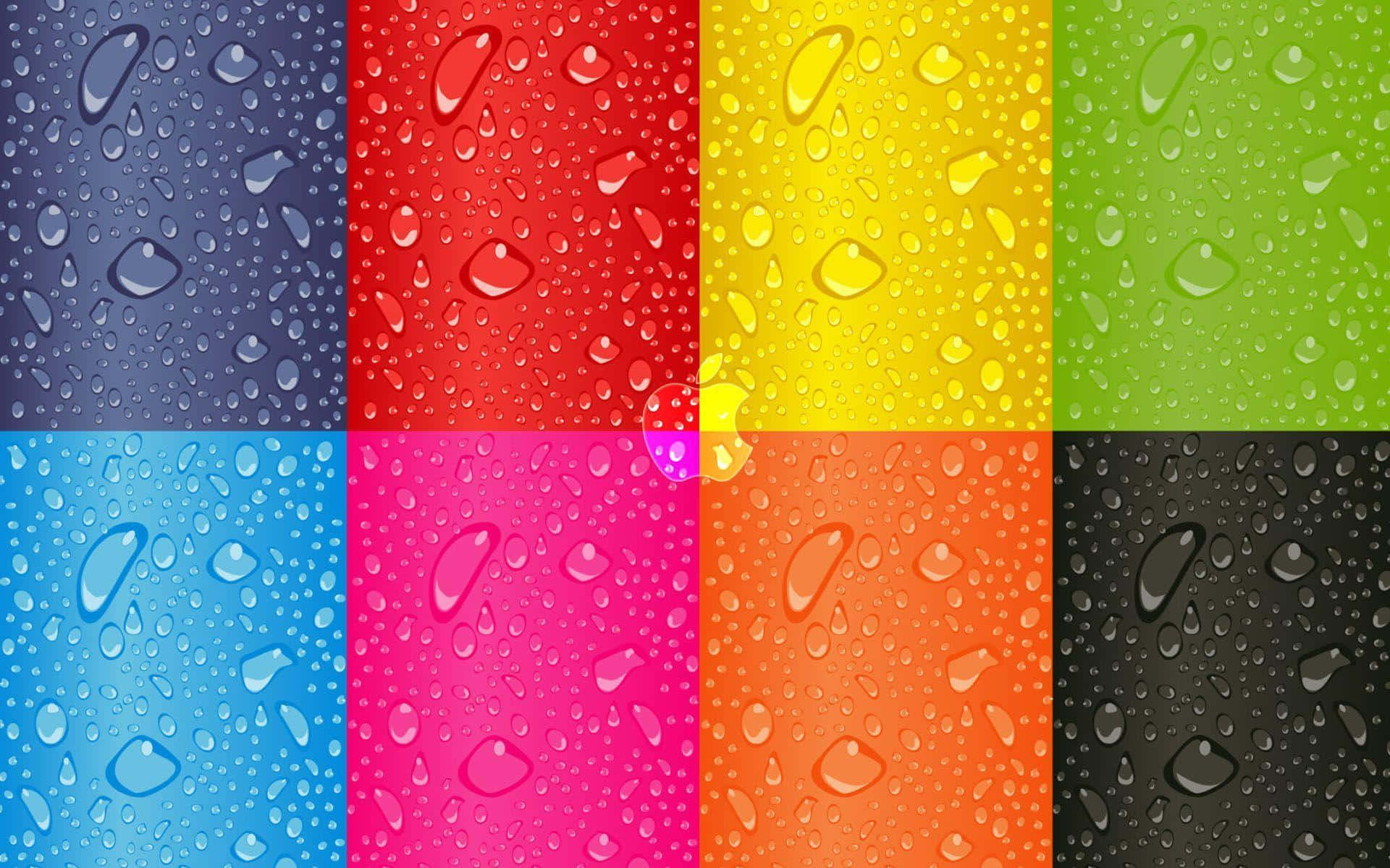 Cute Mac, rainbow panels, glistening water droplets, Full HD Desktop Wallpaper