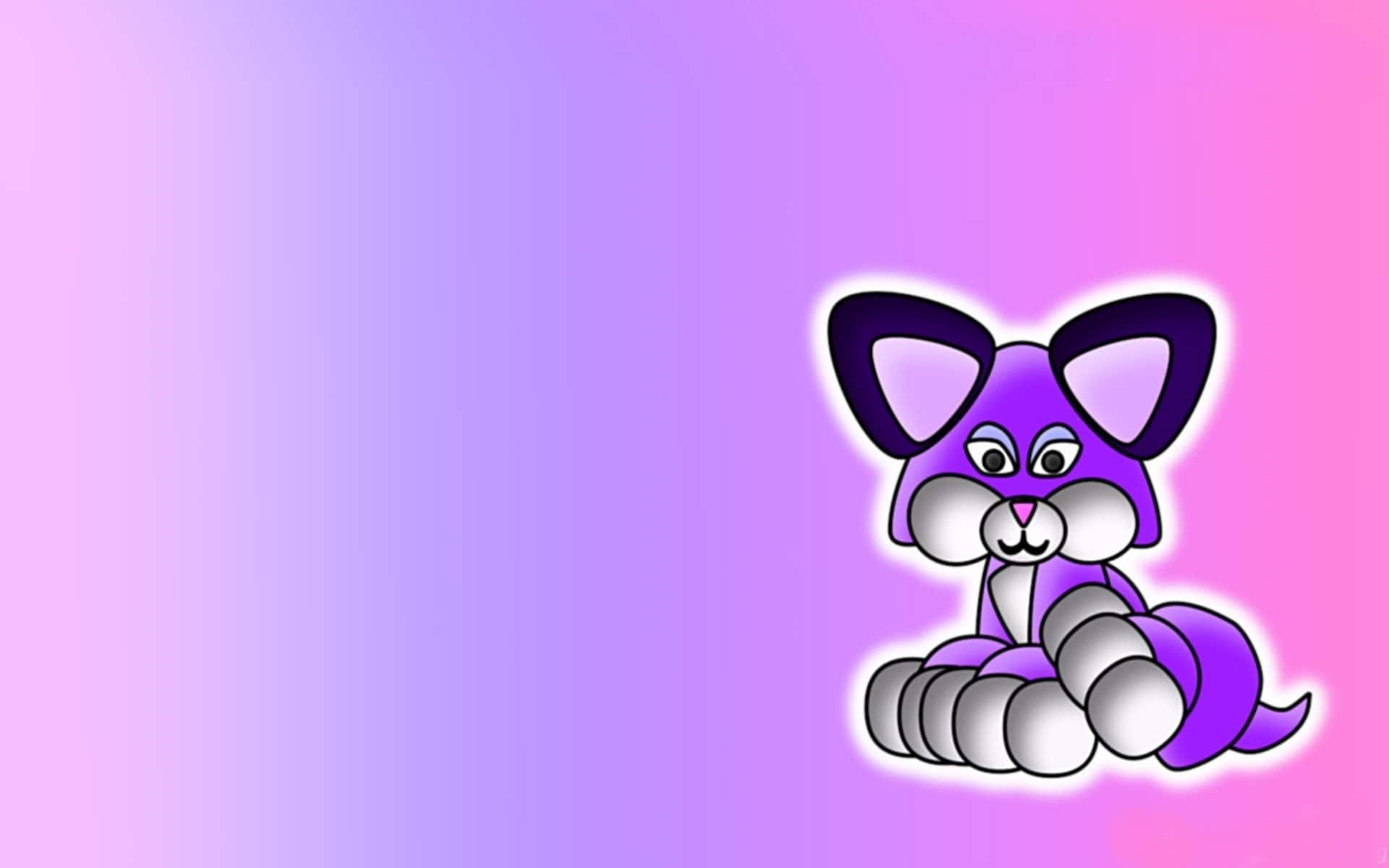 Cute Mac, purple cartoon cat, big ears, Full HD Desktop Wallpaper
