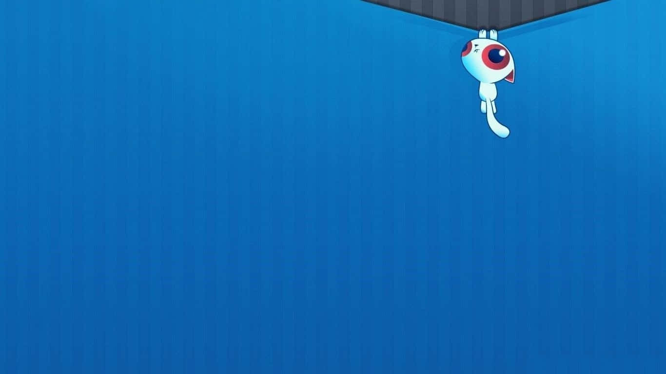 Cute Mac, white cartoon cat, big red eyes, HD Desktop Wallpaper