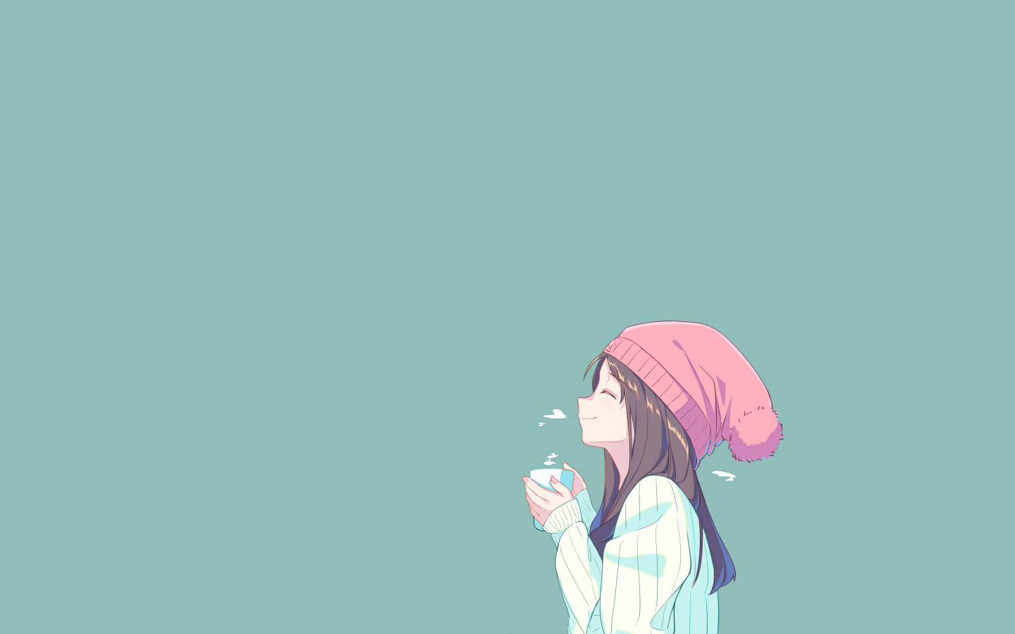 Macbook Pro, pink beanie, steaming mug, HD Desktop Wallpaper