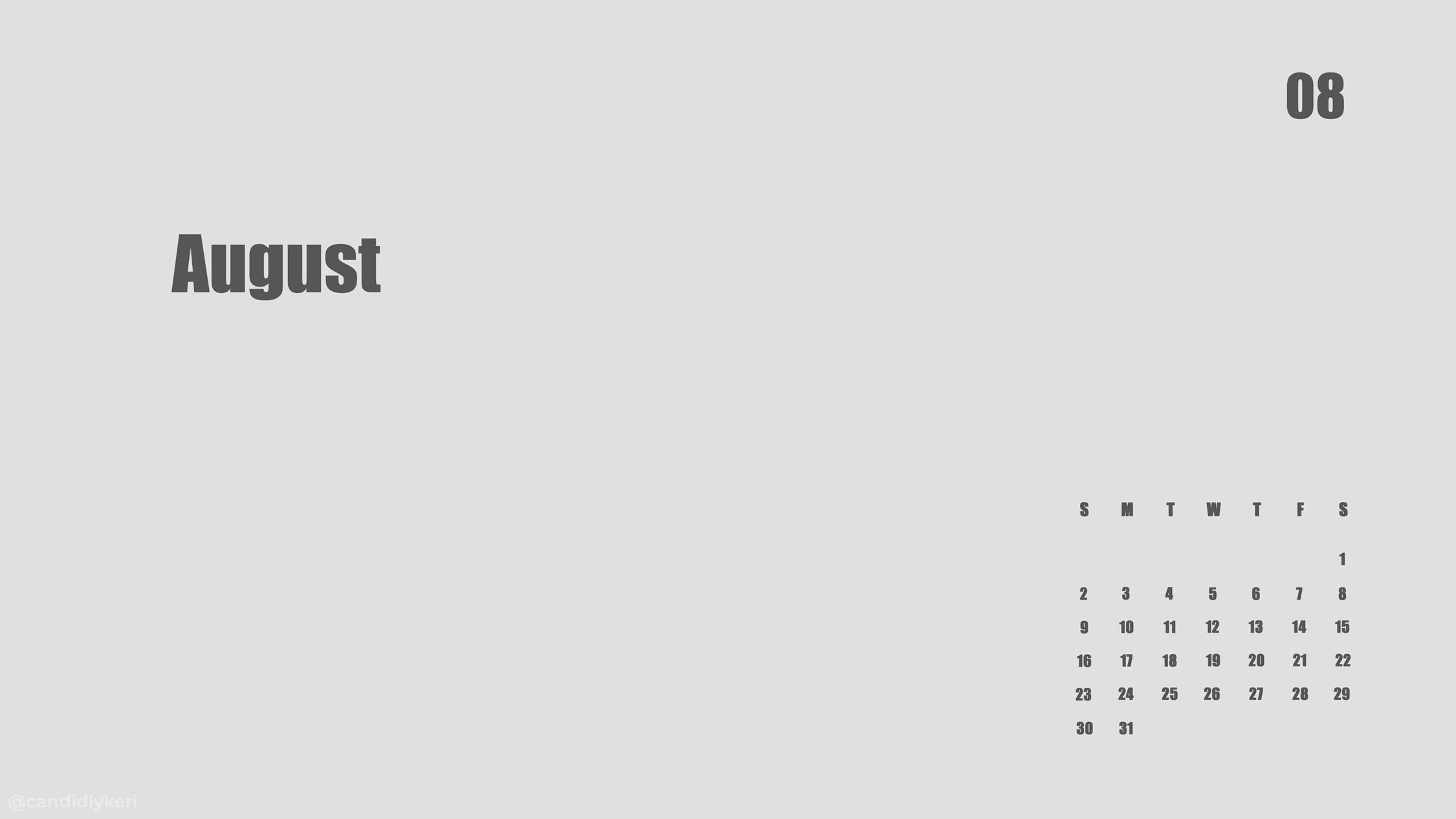 cute Macbook Pro, minimalist gray, August calendar, Full HD Desktop Wallpaper