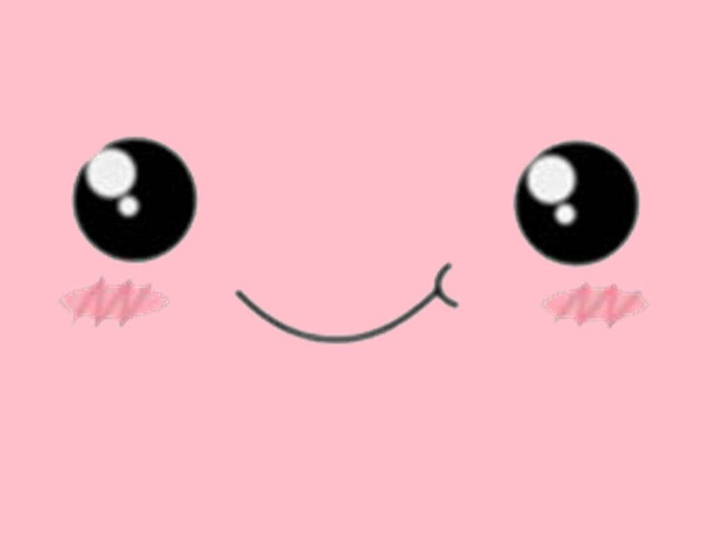 cute pink face kawaii, big black eyes, rosy cheeks, SD Desktop Wallpaper