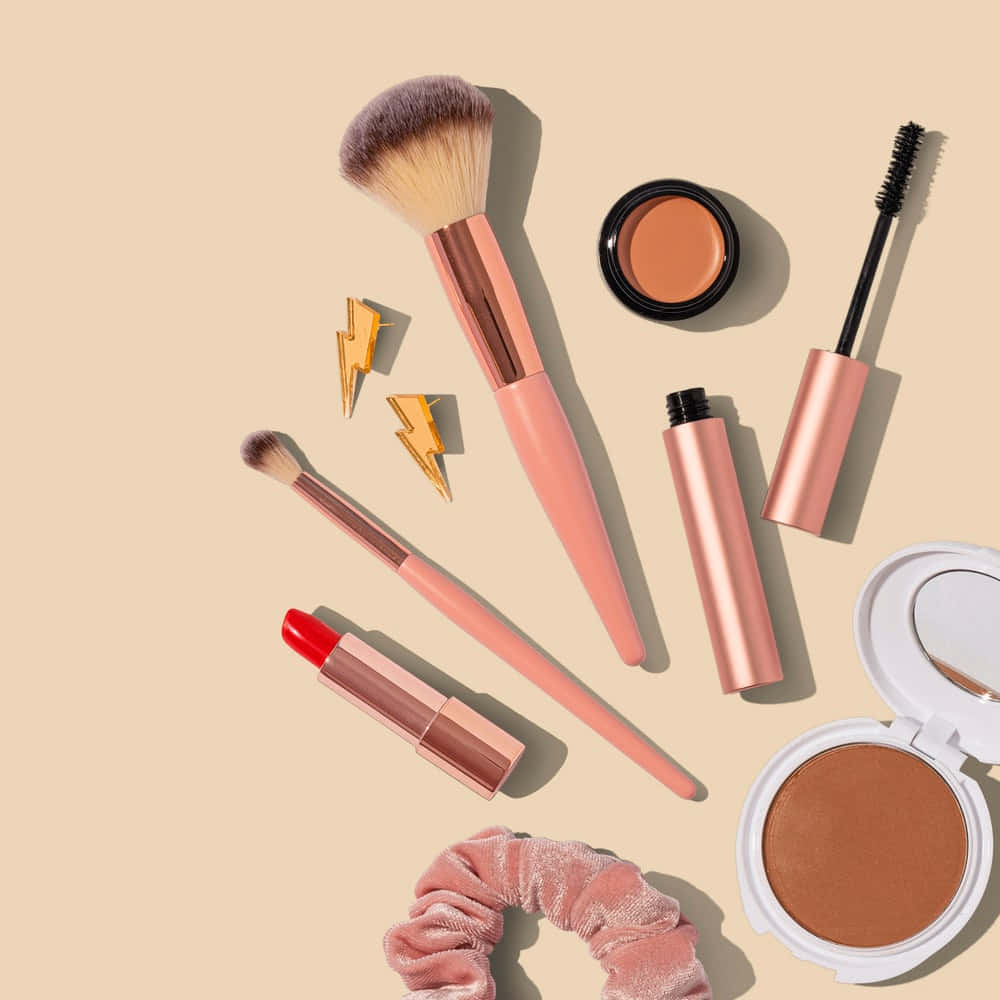 rose gold, beige background, gold lightning bolt accessories, SD Desktop Wallpaper