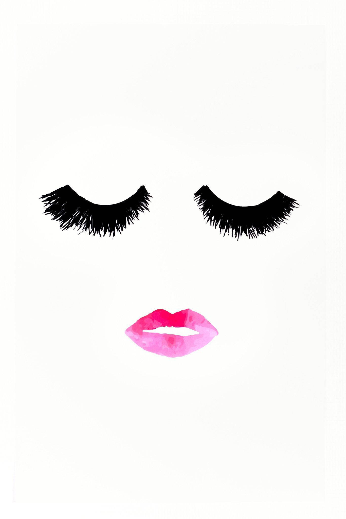 black lashes, vibrant pink lips, minimalist face, Full HD Phone Wallpaper