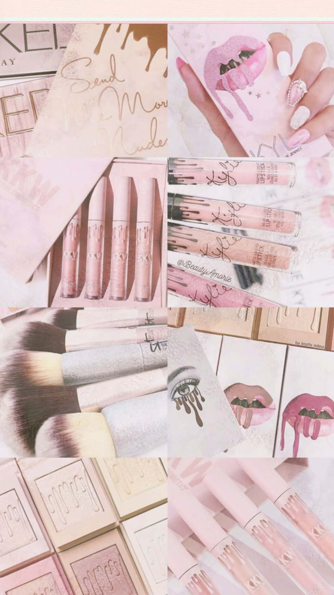 pastel makeup look, soft pink, lip glosses, Full HD Phone Wallpaper