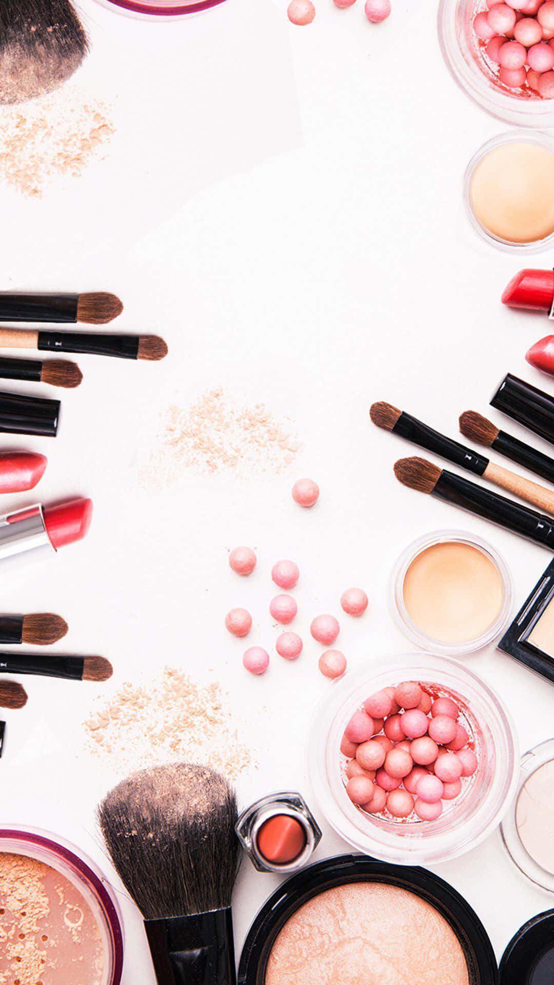 cute makeup, 1080 x 1920 wallpaper, flat lay, Full HD Phone Wallpaper