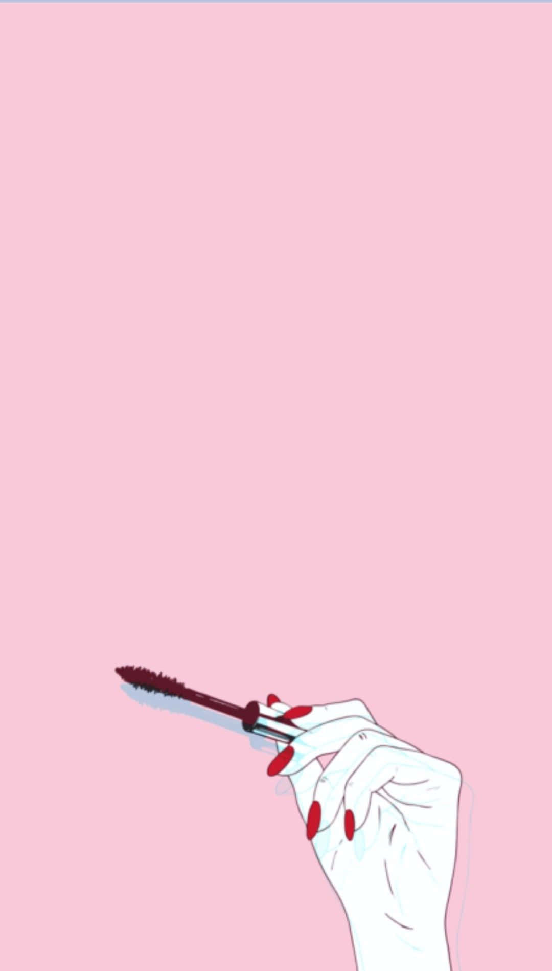 elegant mascara application aesthetic, red nails, dark red mascara wand, HD Phone Wallpaper