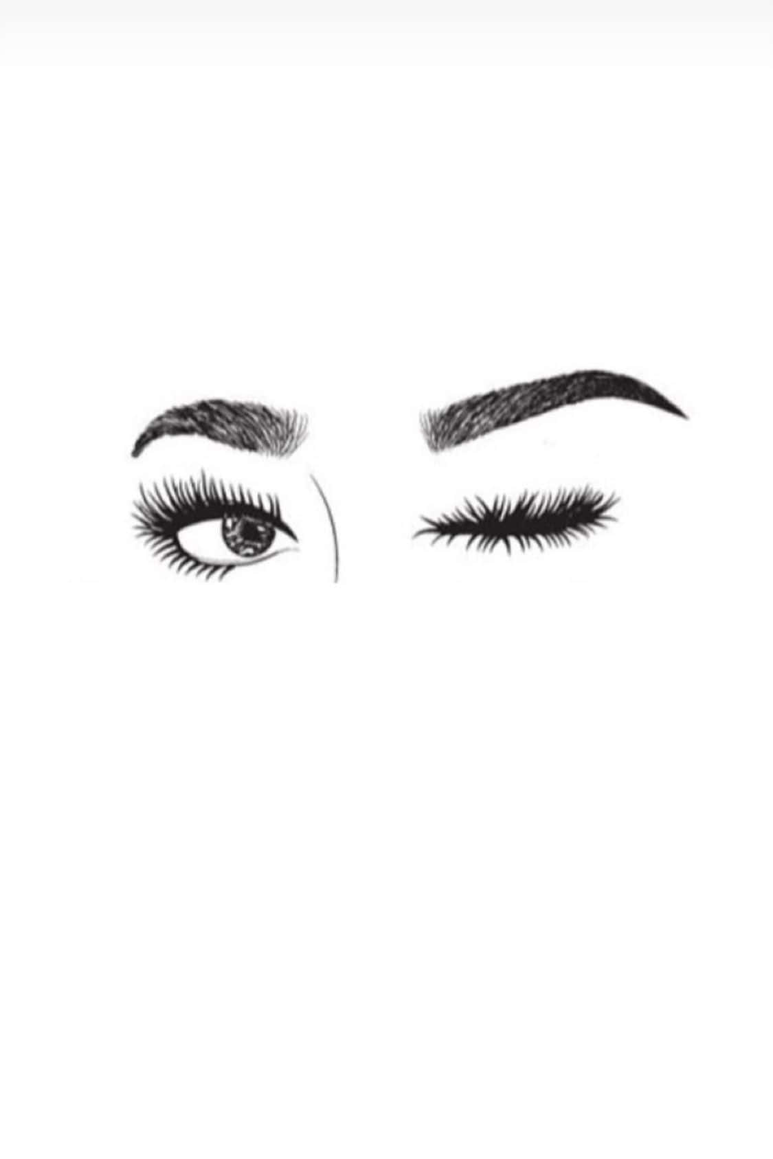 cute makeup, black and white illustration, open eye, HD Phone Wallpaper